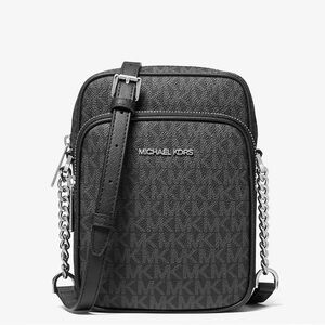 Michael Kors Black Jet set travel MK Signature Crossbody bag
